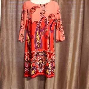 London Times Red and Purple Paisley Mini Dress